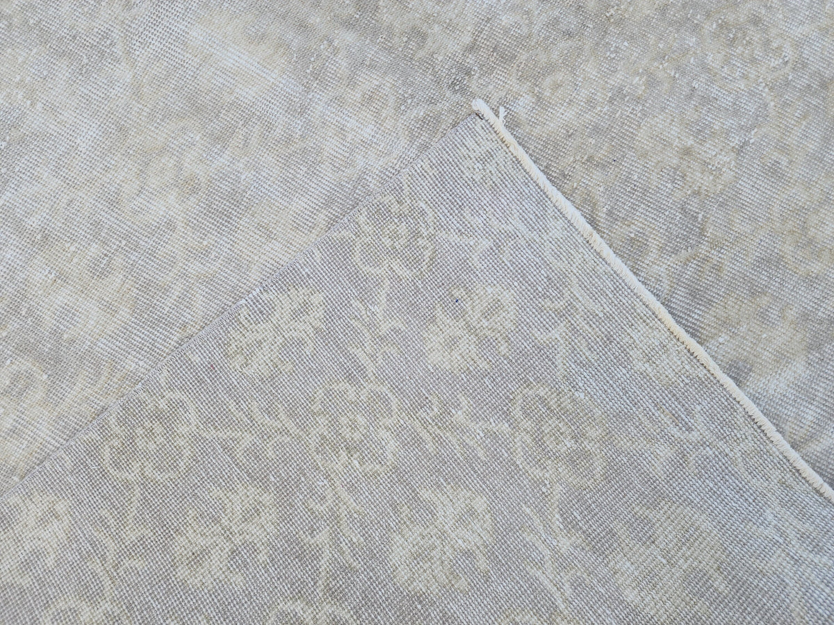 7x10 Neutral Rug, Geometric Design, Turkish Wool hand Made, Living Room Decor