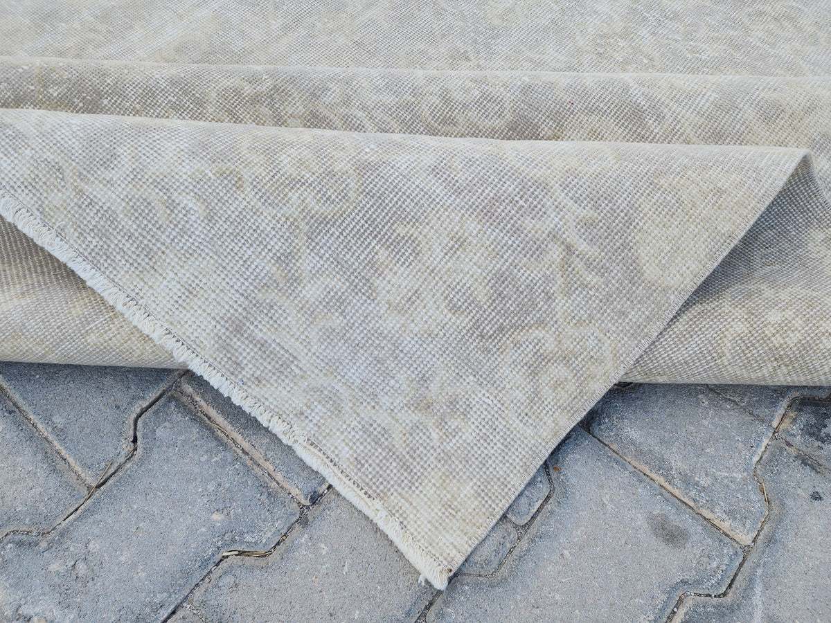 7x10 Neutral Rug, Geometric Design, Turkish Wool hand Made, Living Room Decor
