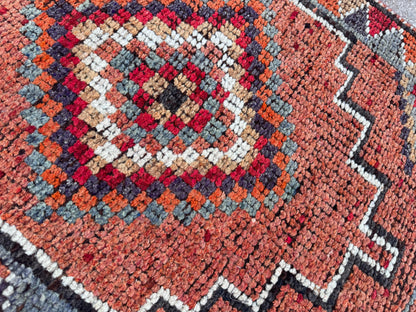 2x11 Vintage Herki Rug: Natural Wool Runner, Tribal Rustic Design