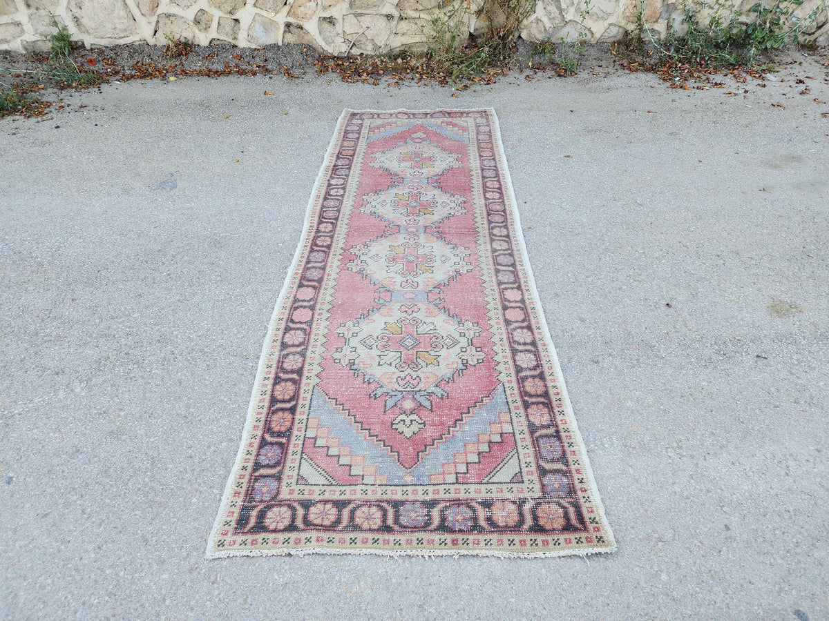 3x9 Kitchen Runner, Turkish Hand Woven Wool Rug, Eco Friendly, Farmhouse Decor