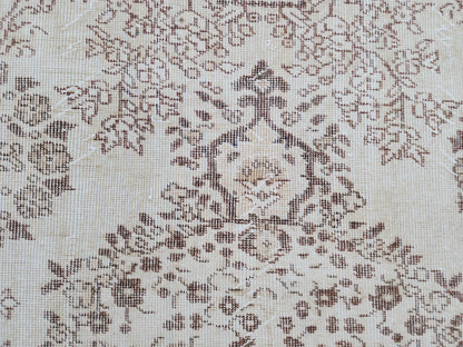 Oushak Neutral Rug 6x9: Hand Knotted Rustic Rug, Farmhouse Boho Decor