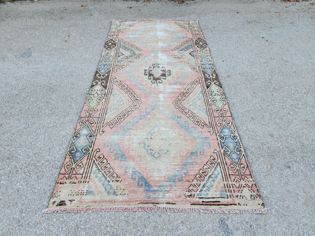Anatolian Rug 3x7, Turkish Hand Knotted Rustic Decor, Oriental Boho Decor