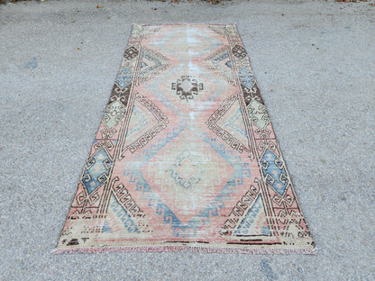 Anatolian Rug 3x7, Turkish Hand Knotted Rustic Decor, Oriental Boho Decor