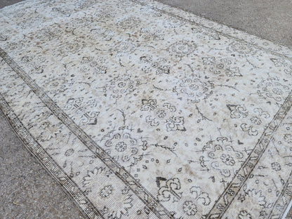 Vintage Rug 5x9, Turkish Hand Knotted, Muted Neutral Area Rug, Handmade Anatolian