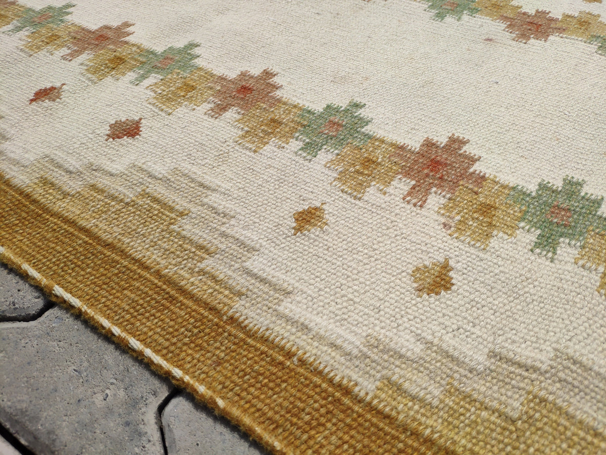 Eclectic Kilim Rug 3x6: Beige Turkish Handmade Rug