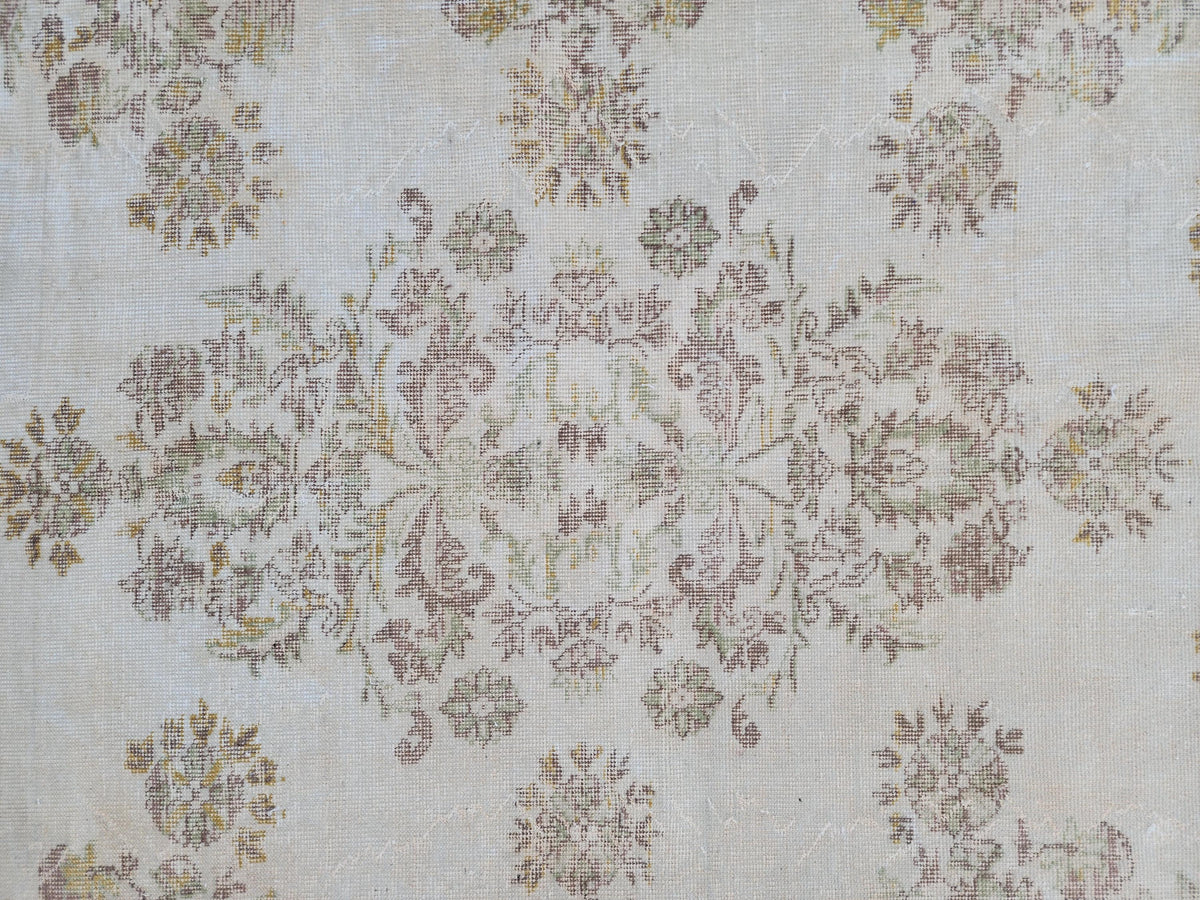 7x10 Turkish Neutral Rug, Hand Made Oriental Rug, Medallion Home Design