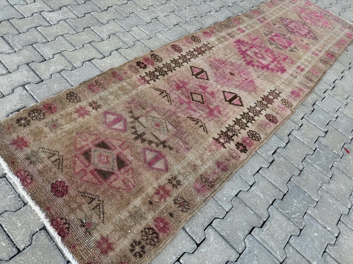 3x11 Handwoven Turkish Wool Runner Rug: Hallway, Bohemian Decor
