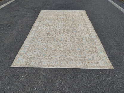 Handwoven Turkish Oushak Rug 5x8: Wool & Cotton Bohemian Rug