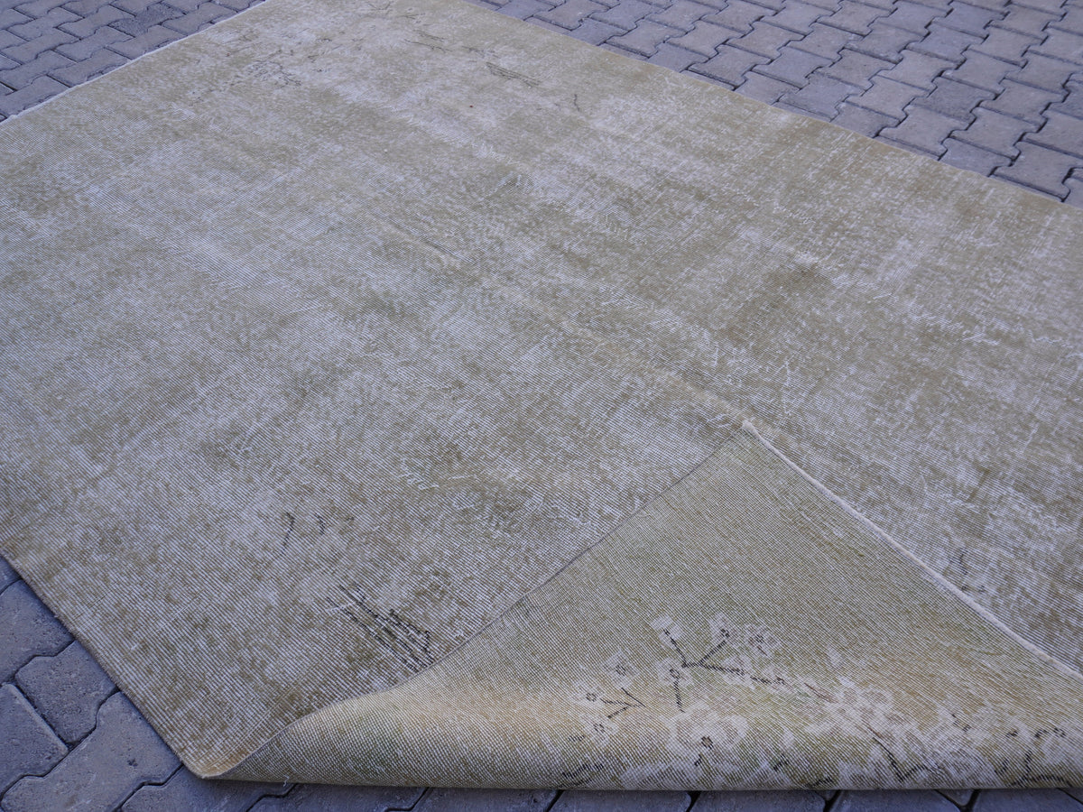 6x10 Neural Turkish Oushak Rug: Green Neutral Wool Bohemian Rug