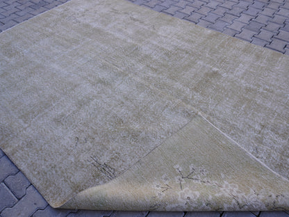 6x10 Neural Turkish Oushak Rug: Green Neutral Wool Bohemian Rug