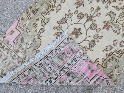 Neutral Runner Rug 2x9: Handwoven Persian Style Farmhouse Decor, Up Cycled Wool
