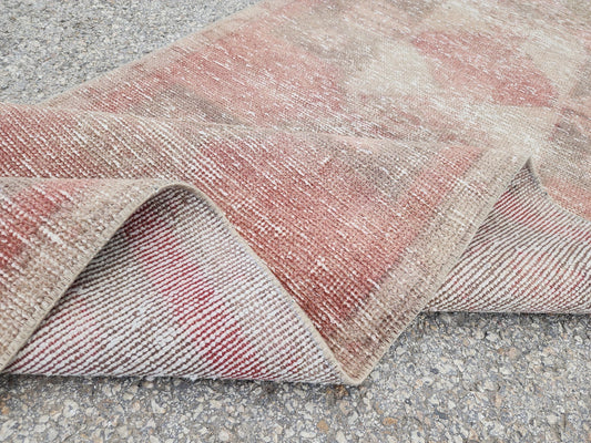 3x11 Rose Vintage Runner Rug, Turkish Hand Made Malatya Carpet, Hallway Rustic Decor