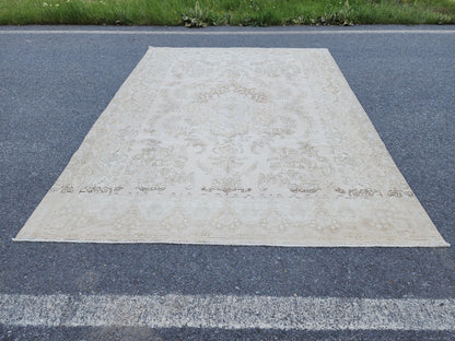 10x13 Neutral Vintage Rug, Hand Knotted Up Cycled Wool, Beige and Brown