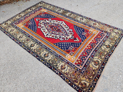 5x8 Hand Made Area Rug, Oriental Turkish Hand Made Decor, Rustic Home Decor