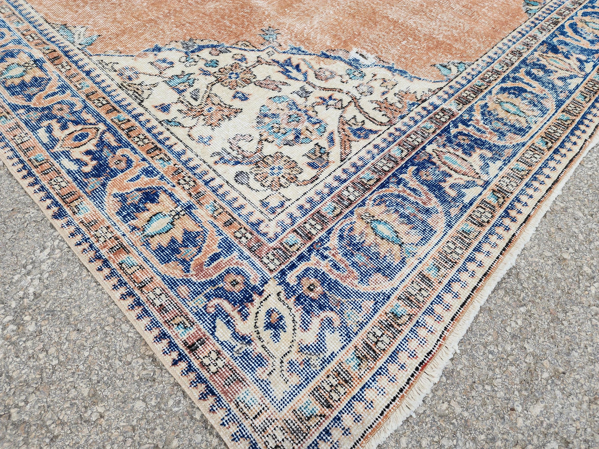 Oushak Area Rug 7x10, Hand Knotted Wool Turkish Carpet, Living Room Decor