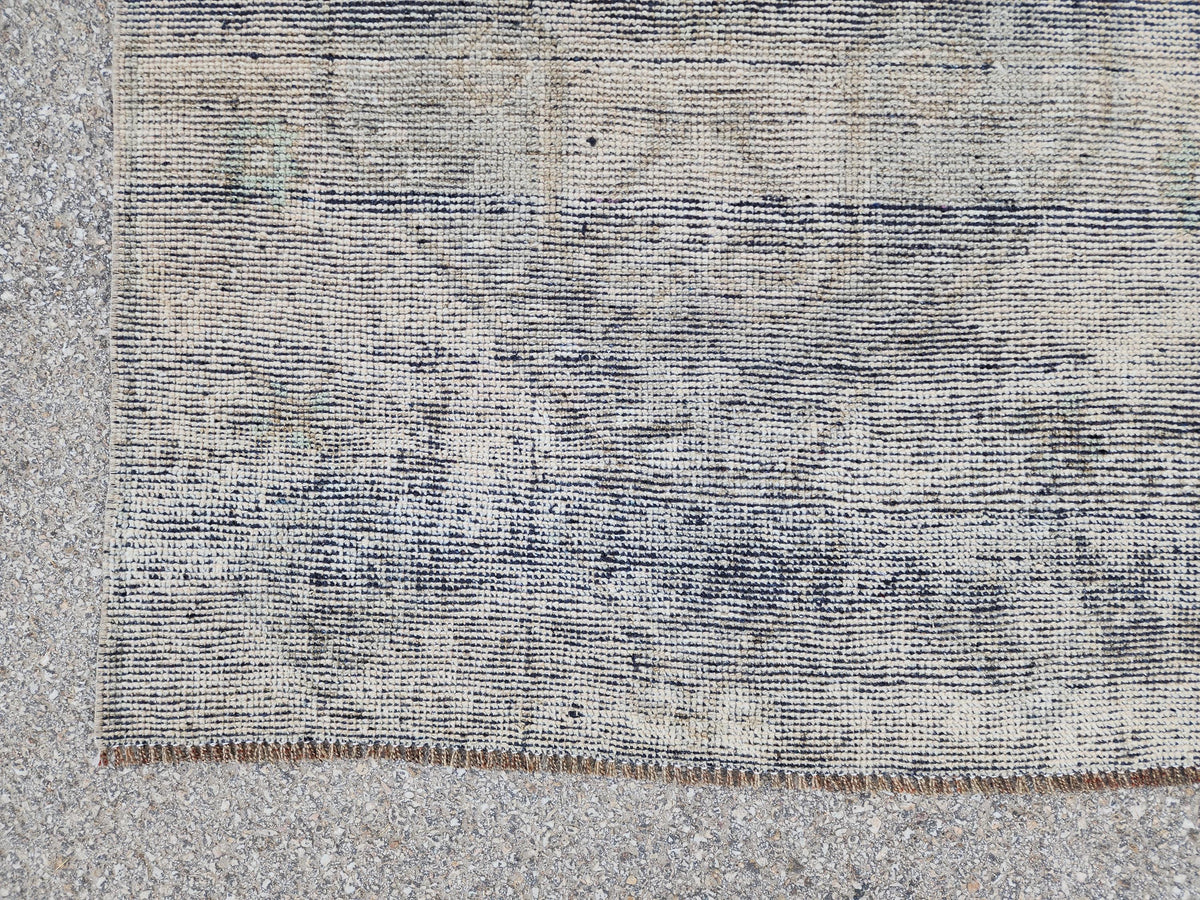 3x11 Hand Knotted Wool Runner Rug: Gray Turkish Farmhouse Hallway Decor