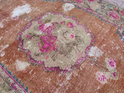 Handwoven Oushak Loom Rug 4x7: Turkish Bohemian Decor