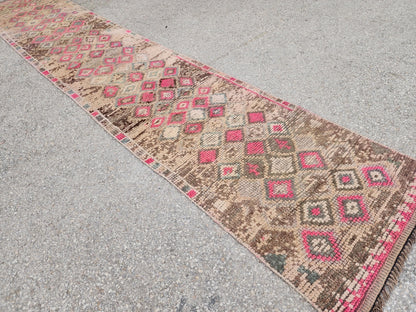 2x13 Geometric Herki Runner Rug, Oriental Hand Made, Stair Wool Soft Runner