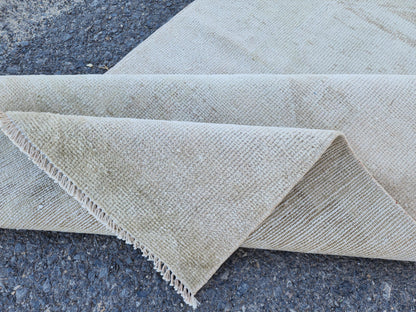 Neutral Vintage Runner Rug 2.7 x 11.3 ft, Turkish Hand Knotted Up Cycled Wool, Eco Friendly