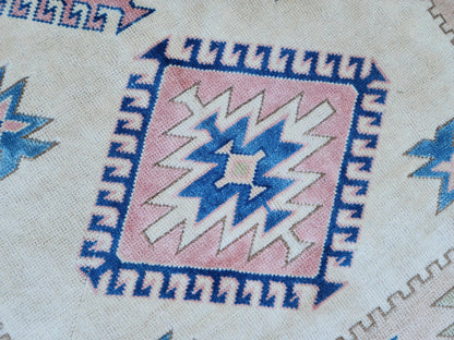 5x8 Neutral Wool Area Rug, Hand Made Turkish Area Carpet, Home Living Room Decor