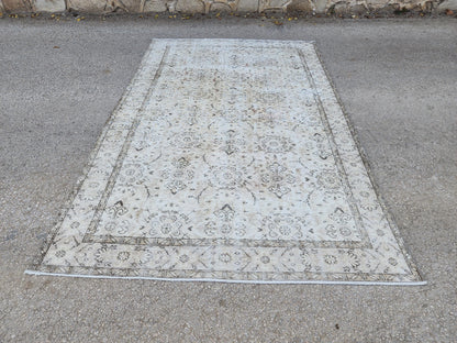 Vintage Rug 5x9, Turkish Hand Knotted, Muted Neutral Area Rug, Handmade Anatolian
