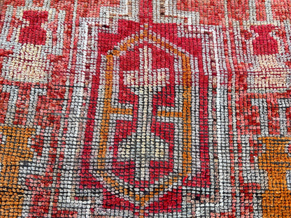 Vintage Herki Runner Rug 3x9: Handcrafted Bohemian Hallway Rug