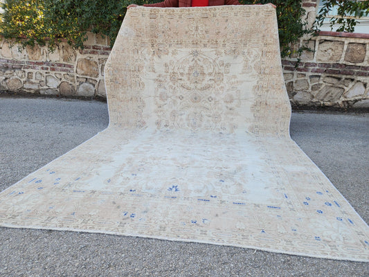 6x9 Vintage Neutral Area Rug, Rustic Home Decor, Turkish Hand Woven