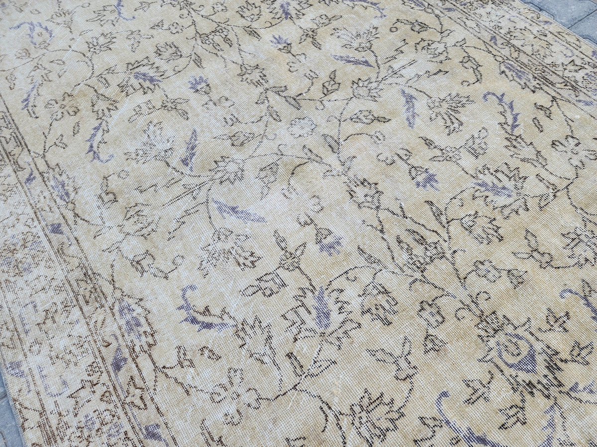 Handwoven Turkish Oushak Rug: 5x8 Beige Wool & Cotton Rug