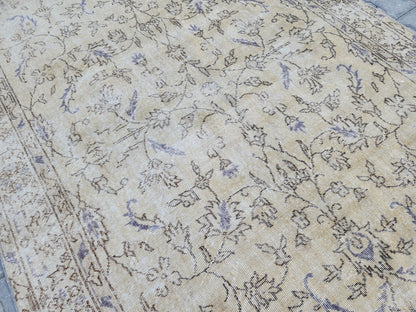 Handwoven Turkish Oushak Rug: 5x8 Beige Wool & Cotton Rug