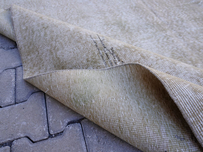 6x10 Neural Turkish Oushak Rug: Green Neutral Wool Bohemian Rug
