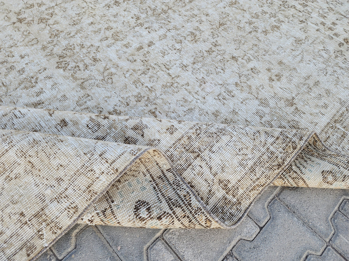 Wool Turkish Rug 6x10: Beige Isparta Rug, Muted Design