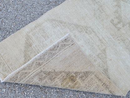 Beige Wool Runner Rug 3x12: Handmade Oriental Farmhouse Decor