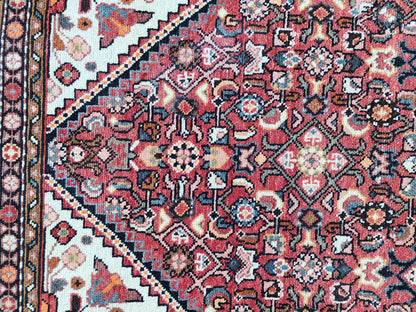Oriental Boho Runner Rug 3x10: Hand Knotted, Red and White