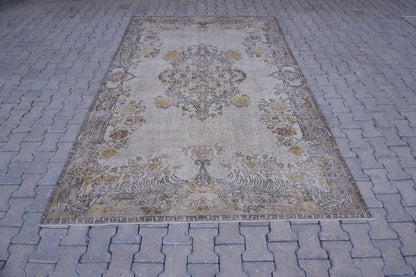 6x10 Turkish Area Rug, Boho Floral Design, Living Room Decor