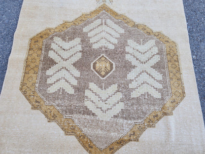 3x12 Area Runner Rug, Hand Knotted Rustic Decor,  Up Cycled Wool