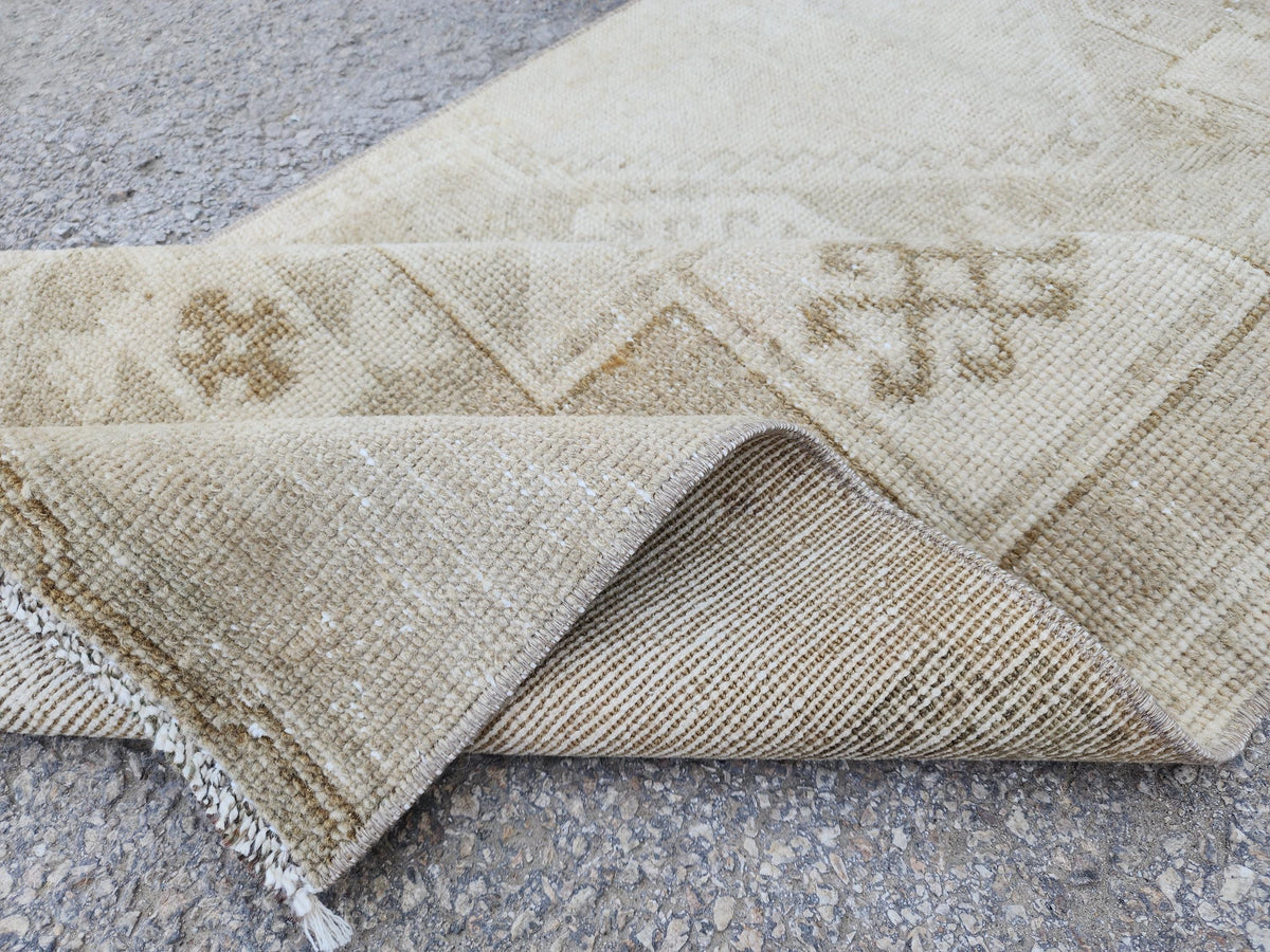 Hand Made Runner Rug 2.6 x 8.8 ft , Oriental Boho Decor, Turkish Rustic Wool Carpet