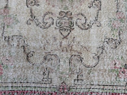 Handwoven Turkish Oushak Rug 4x6: Wool & Cotton Blend