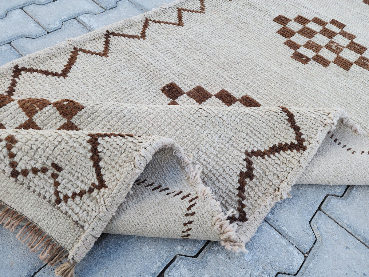 White Herki Rug 3x10: Vintage Bohemian Hallway Runner