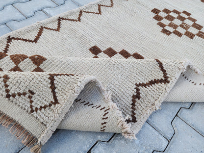 White Herki Rug 3x10: Vintage Bohemian Hallway Runner