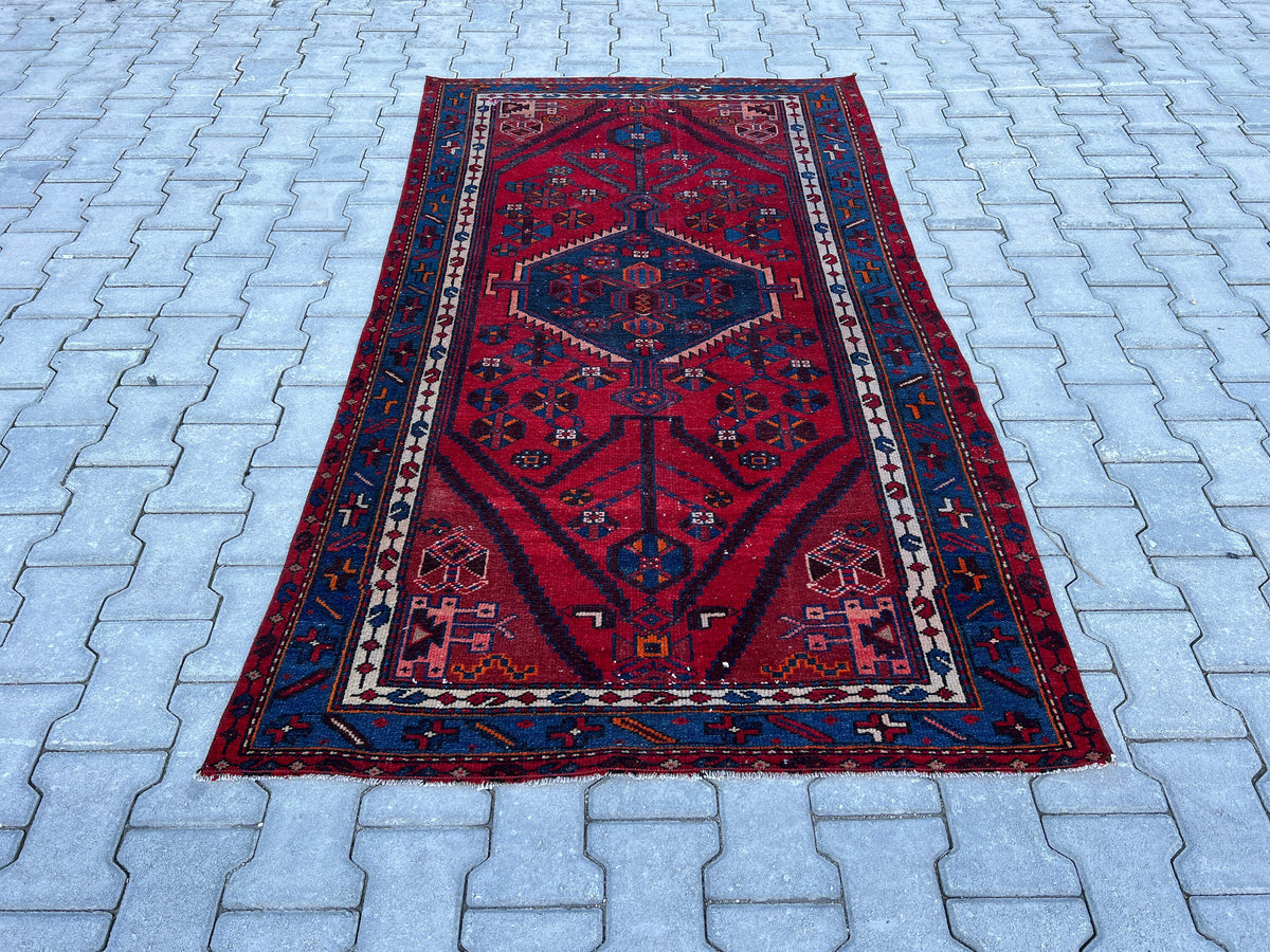 4x6 Vintage Oushak Rug: Turkish Wool Area Rug