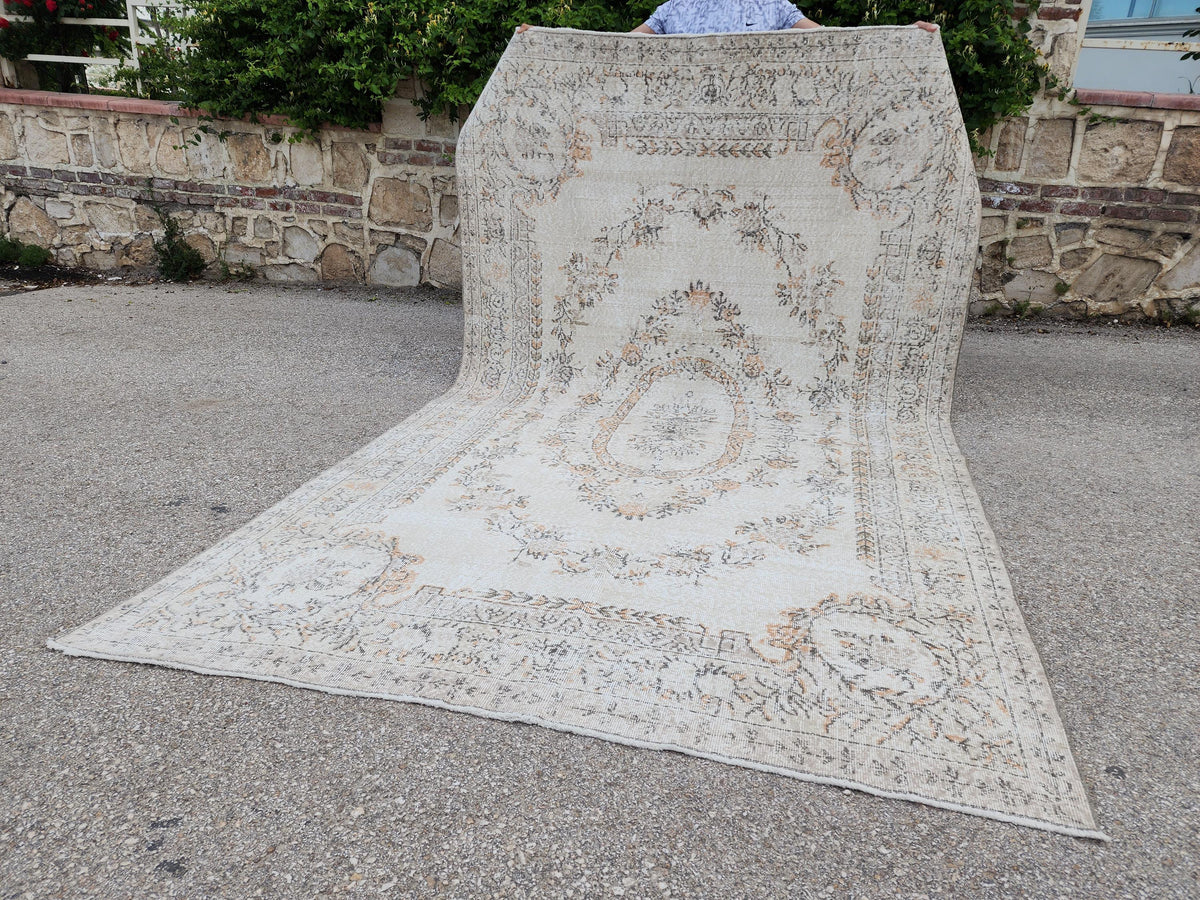 Oushak Rug 6x10, Turkish Hand Made Wool Carpet, Medallion Design
