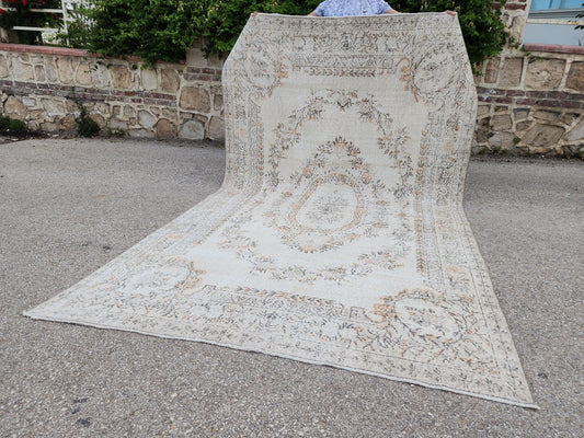 Oushak Rug 6x10, Turkish Hand Made Wool Carpet, Medallion Design