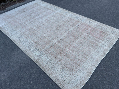 Handmade Wool Oushak Rug 5x9: Muted Red, Century Modern