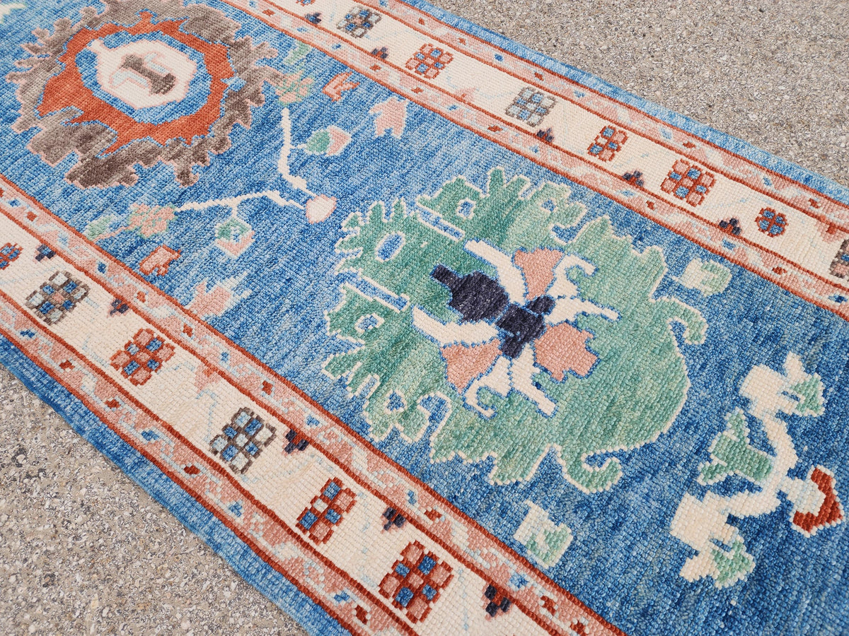 3x12 Oushak Runner Rug, Eco friendly Carpet, Home Hallway Decor, Up cycled Wool