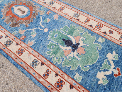3x12 Oushak Runner Rug, Eco friendly Carpet, Home Hallway Decor, Up cycled Wool