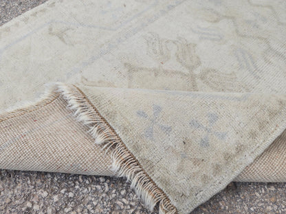 Mini Neutral Rug 2x4, Turkish Hand Made Area Carpet, Rustic Mini Home Decor