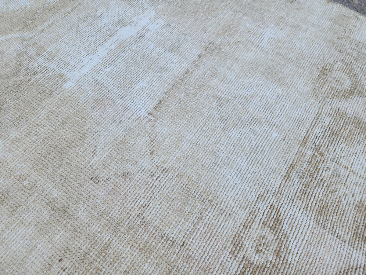 Neutral Geometric Runner Rug 3x13, Bohemian Turkish Hand Made Carpet, Hallway Home Decor