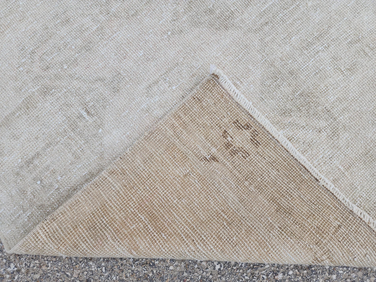 3x12 Neutral Runner Rug, Turkish Beige Wool Hand Made, Hallway Decor