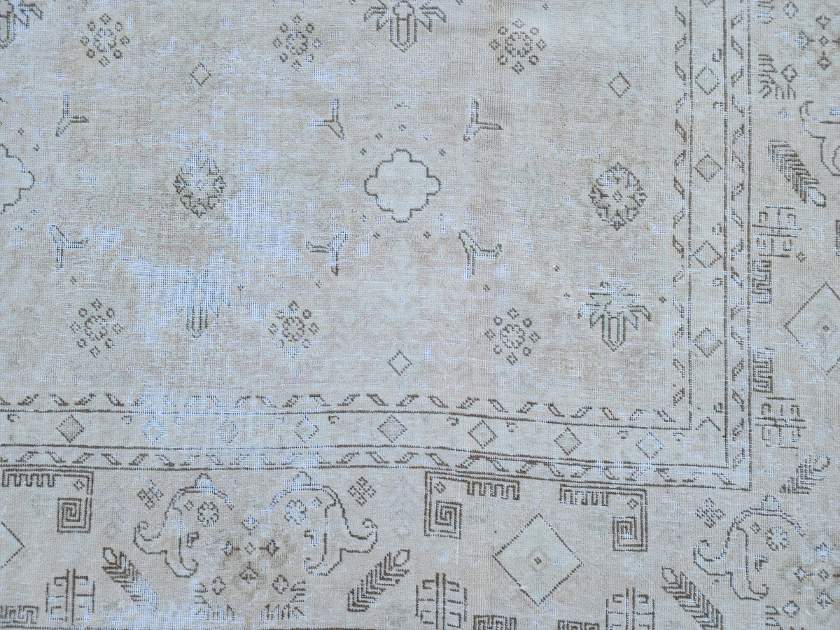 9x12 Neutral Area Rug, Turkish Hand Knotted Beige and Brown Wool, Farmhouse Decor
