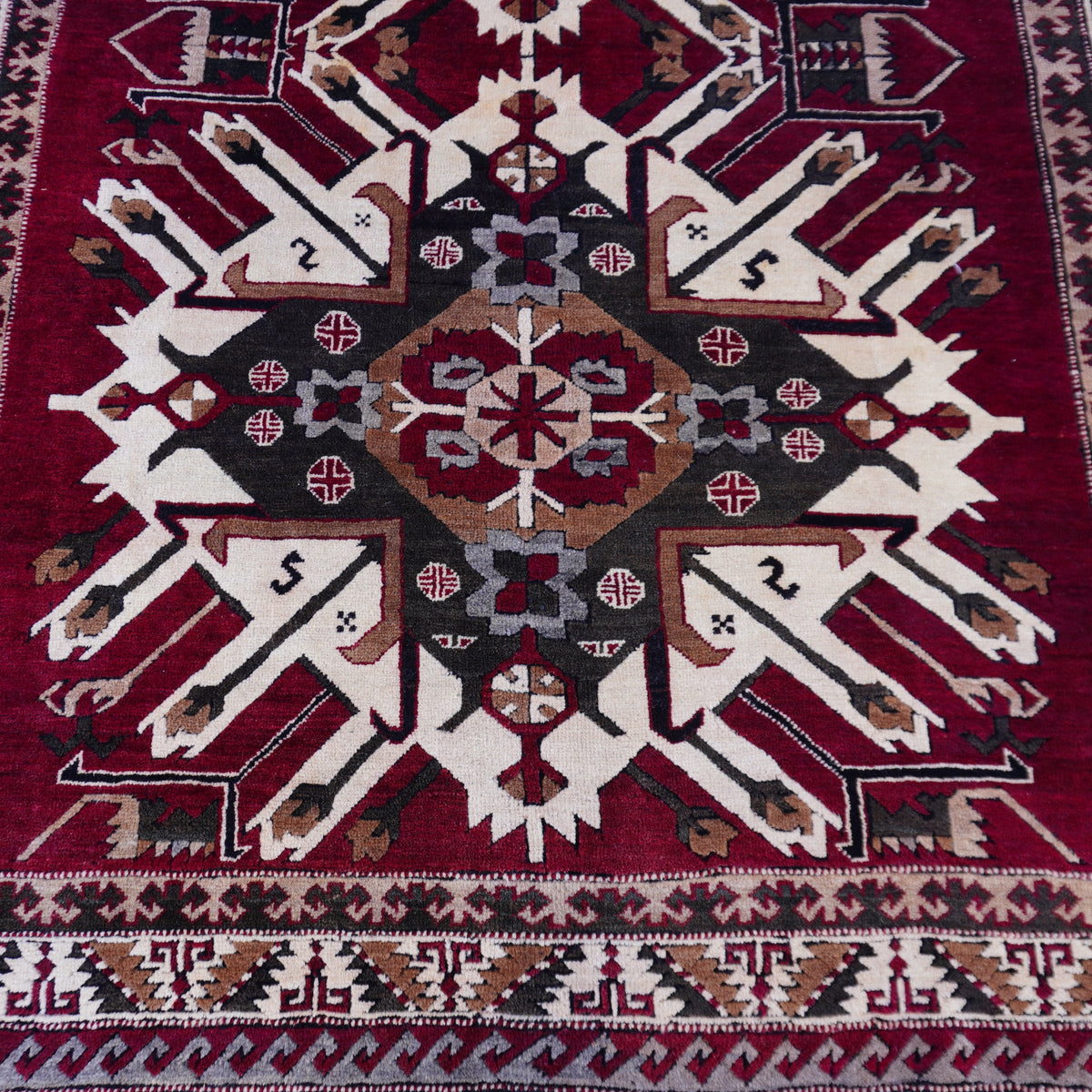 5x6 Vintage Kars Wool Rug: Hand Woven Turkish Area Rug